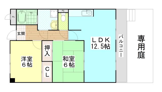 ミラーハイツタバタ(2LDK/1階)の間取り写真