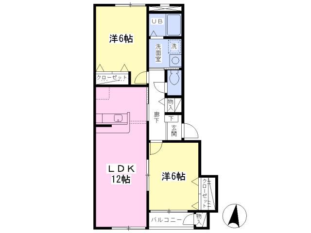 サンセール(2LDK/1階)の間取り写真