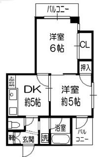 ハイツ八重(2DK/2階)の間取り写真