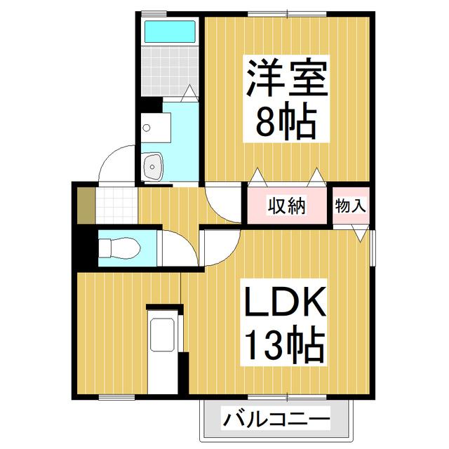 セジュール・F(1LDK/2階)の間取り写真