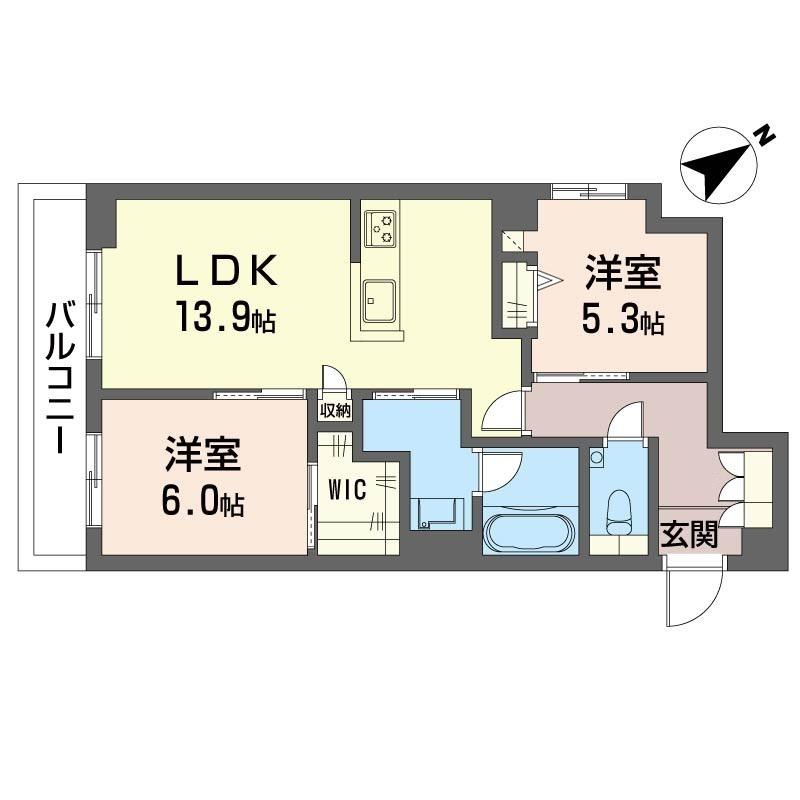 ベルカント(2LDK/3階)の間取り写真