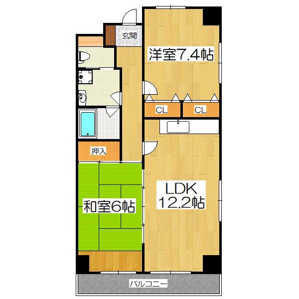 クレセントみささぎ(2LDK/6階)の間取り写真