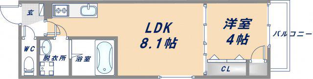 F MAISON VERDEII(1LDK/3階)の間取り写真