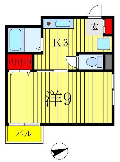 ソフィア北松戸(1K/1階)の間取り写真