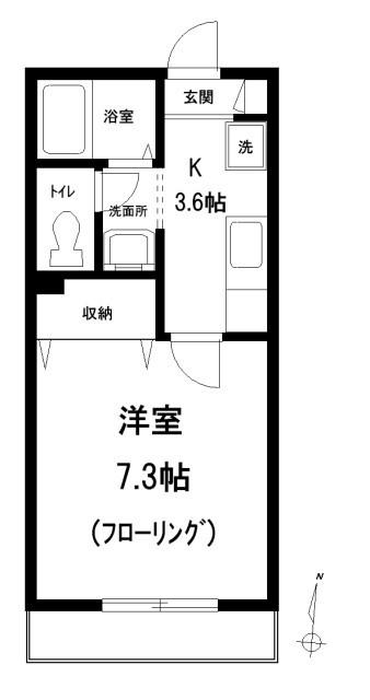 メイプルリーフ(1K/1階)の間取り写真