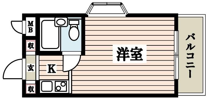 ビューハイム四谷(ワンルーム/2階)の間取り写真