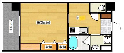 フォーラム牛田7(1DK/7階)の間取り写真
