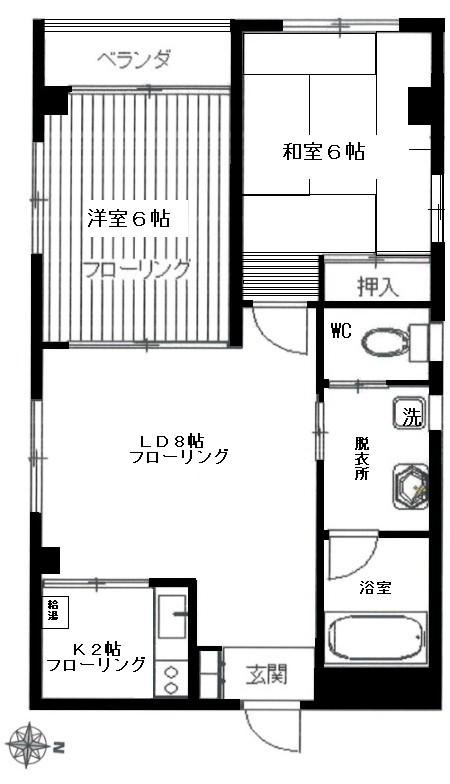 メルシィ城南(2LDK/4階)の間取り写真