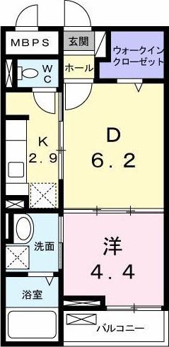 アンジュ グリシーヌ(1DK/1階)の間取り写真