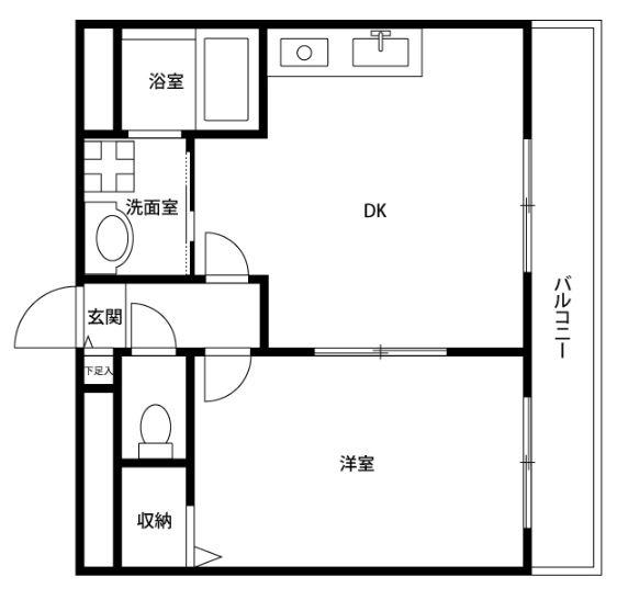アンプルールフェール ルミエール富木(1LDK/2階)の間取り写真