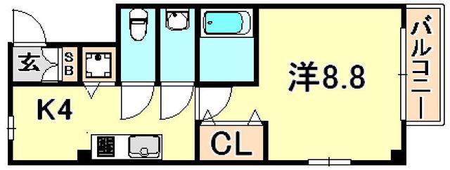 アヴニール松野(1K/2階)の間取り写真