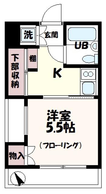 ピア駒沢(1K/3階)の間取り写真