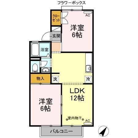 エクセル駿河台(2LDK/2階)の間取り写真