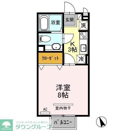 ナカイパレスB(1K/2階)の間取り写真