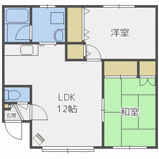 フラッツ平岸(2LDK/2階)の間取り写真