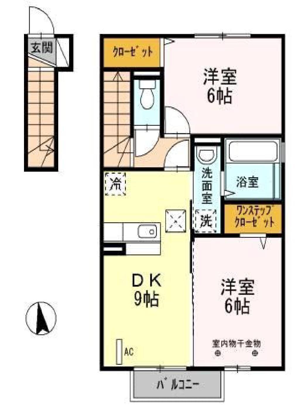 ヴァルム B(2DK/2階)の間取り写真
