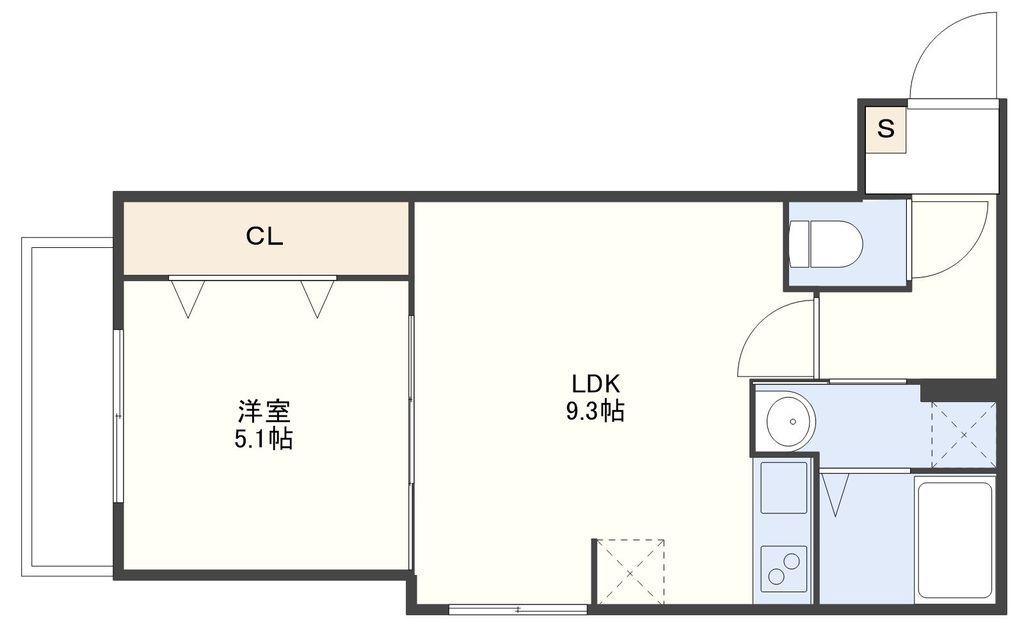 シーアンドスター喜々津(1LDK/2階)の間取り写真