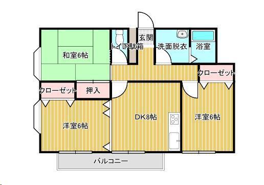 グリーンハウス(3DK/2階)の間取り写真