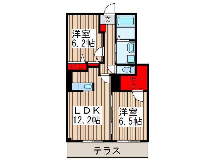 ルミエール(2LDK/1階)の間取り写真