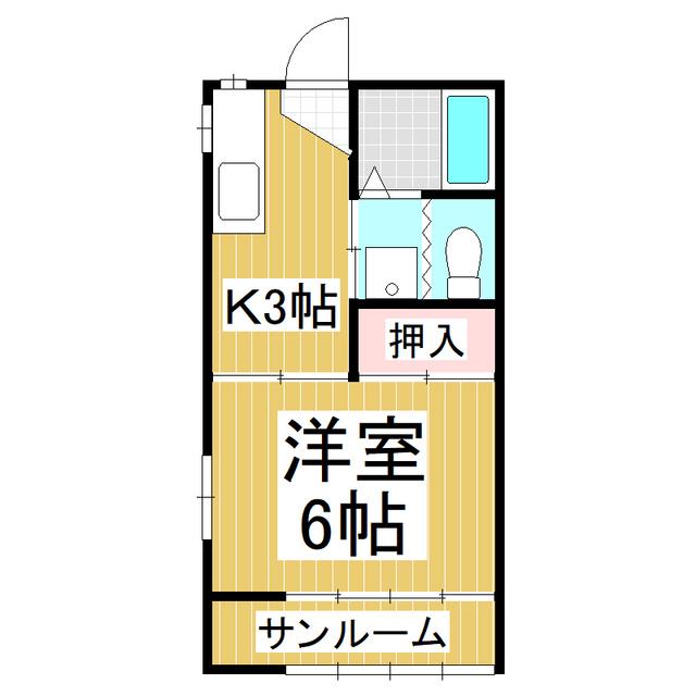 ウエストテール(1K/1階)の間取り写真