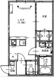 KEIAI RESIDENCE みのり台(1LDK/1階)の間取り写真