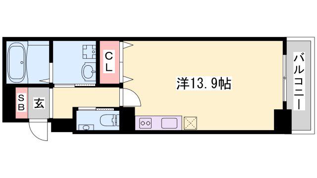 ライフタウンIII(ワンルーム/6階)の間取り写真