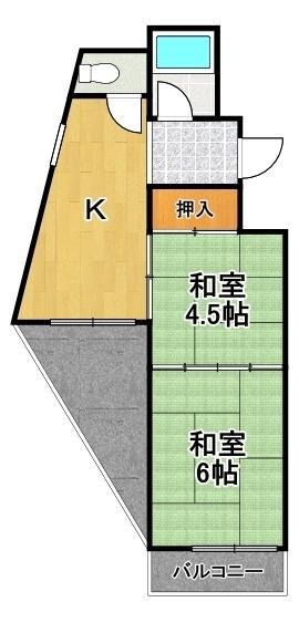 アドヴァンスライフ(2K/3階)の間取り写真