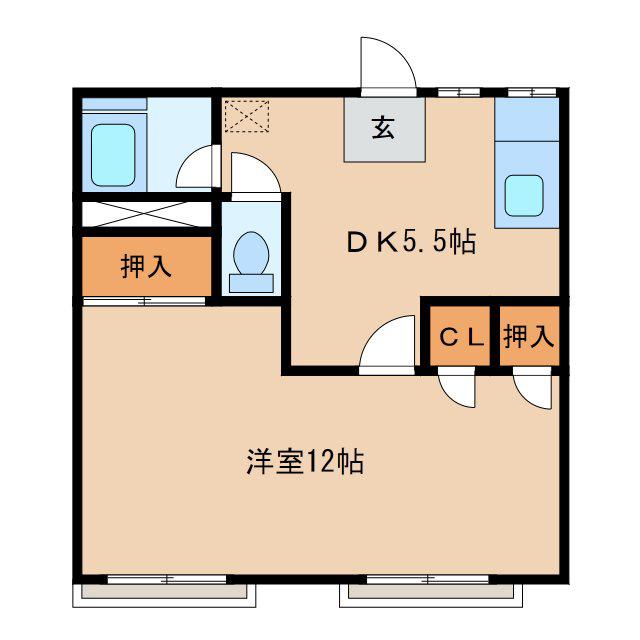 ステイシオン筑波(1DK/2階)の間取り写真