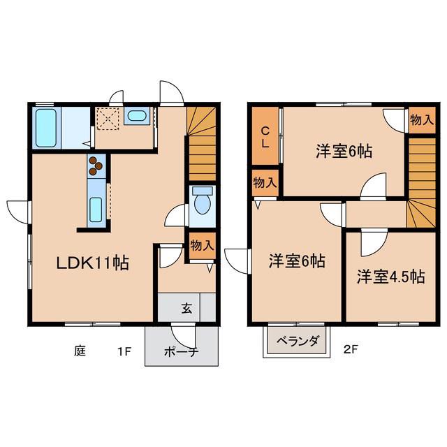 セレスB(3LDK/1階)の間取り写真
