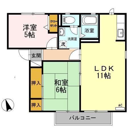 ロゼ水堀(2LDK/2階)の間取り写真