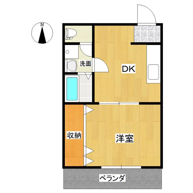 キャスト鶴山(1DK/3階)の間取り写真