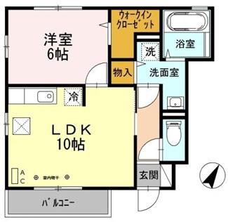 サンフレア東林間(1LDK/1階)の間取り写真