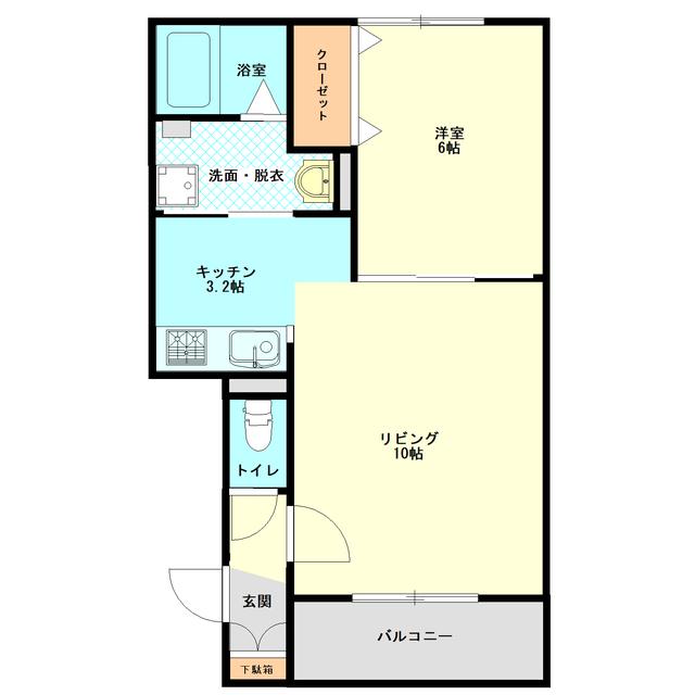 ハスコリオ東光II(1LDK/1階)の間取り写真