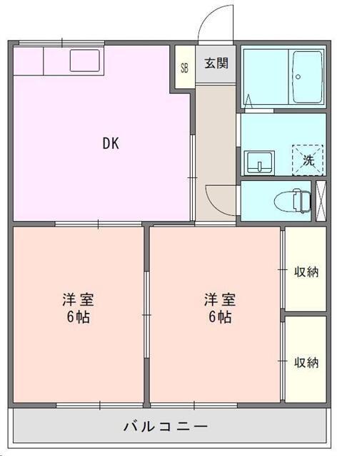 ぱーくさいど伊勢(2DK/2階)の間取り写真