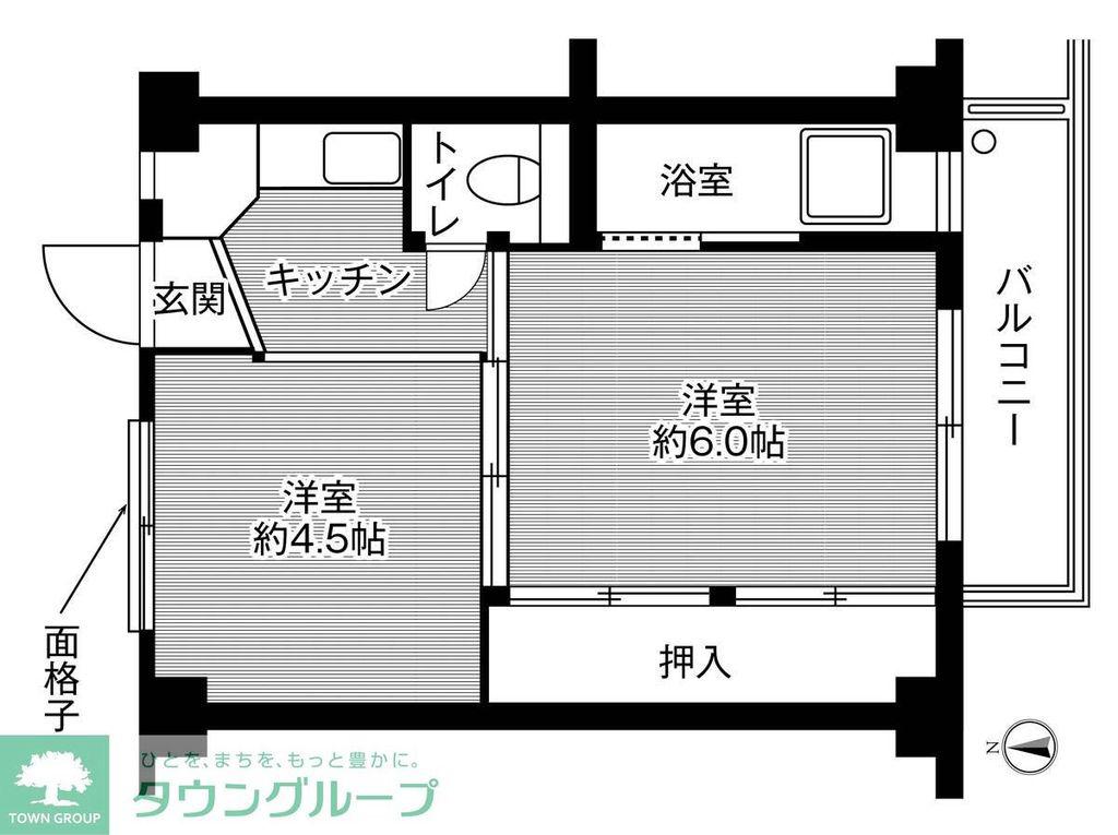 ビレッジハウス郷地3号棟(2K/3階)の間取り写真