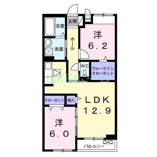 LORD(2LDK/3階)の間取り写真