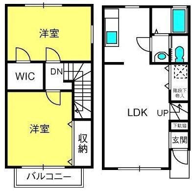 ヨーロピアンシャレーリバティ(2LDK/2階)の間取り写真