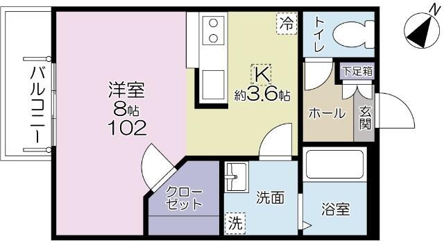 ツインハウス M-2(1K/1階)の間取り写真