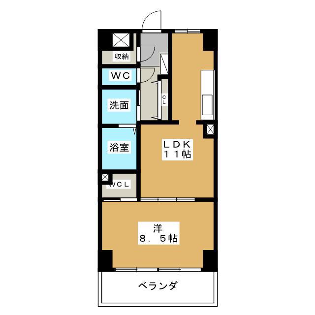 グリーンベル(1LDK/4階)の間取り写真