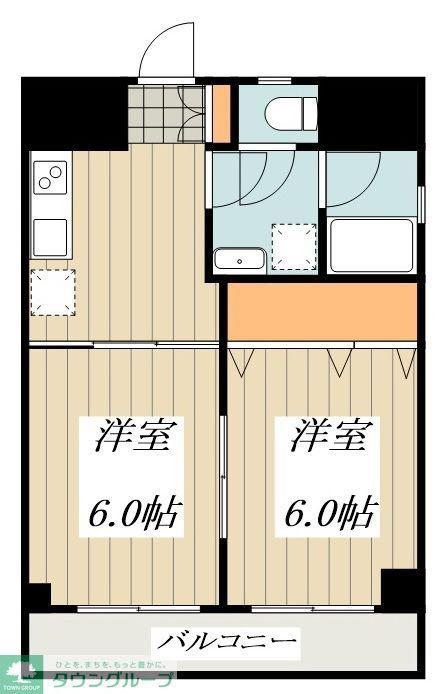ウェルシー小川A棟(2K/3階)の間取り写真