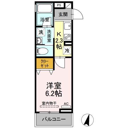 アイウェル湘南台(1K/2階)の間取り写真