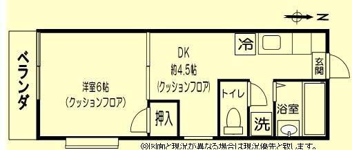 グリーンコーポ小林(1DK/1階)の間取り写真