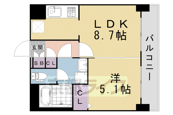 アーバネックス室町(1LDK/7階)の間取り写真