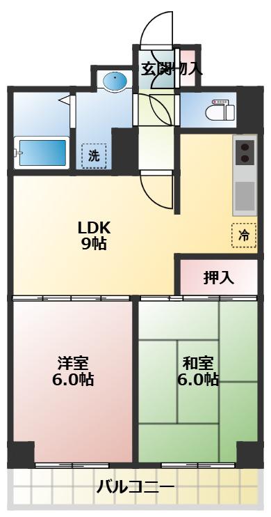 シャトード・ピエール(2LDK/5階)の間取り写真