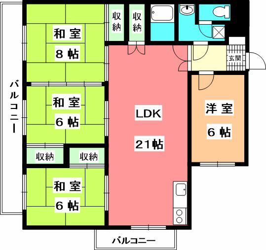 ロイヤル道後マンション(3LDK/9階)の間取り写真