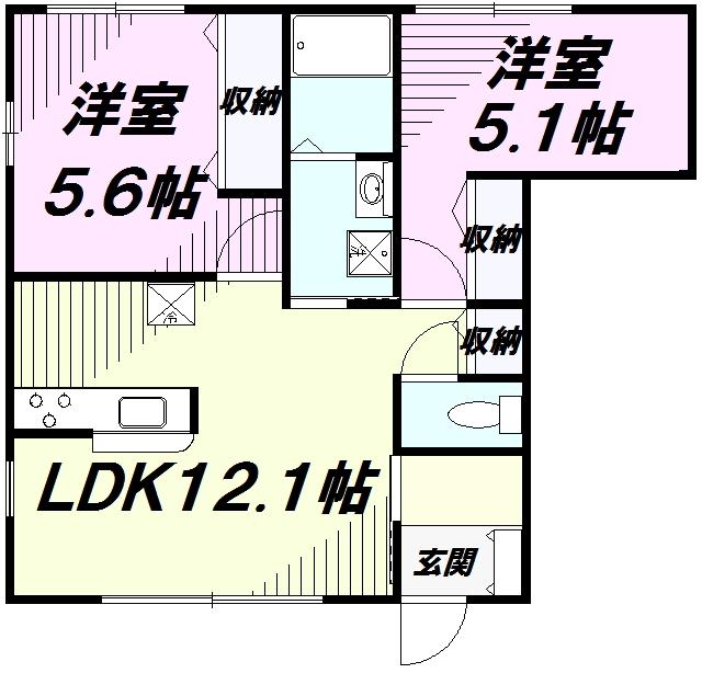 フォレスタ来耶摩(2LDK/1階)の間取り写真