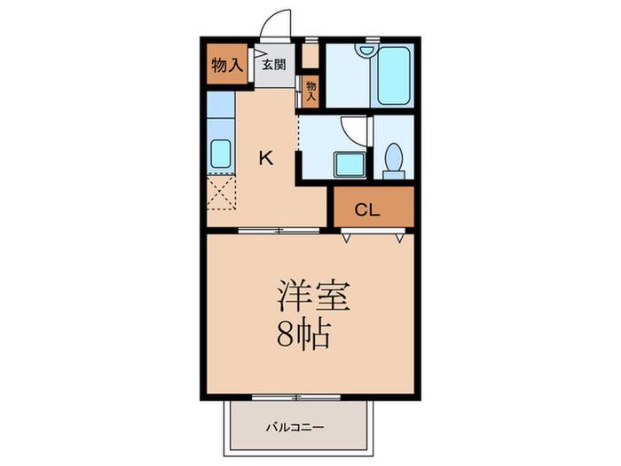 ベルエポック葛原C棟(1K/2階)の間取り写真