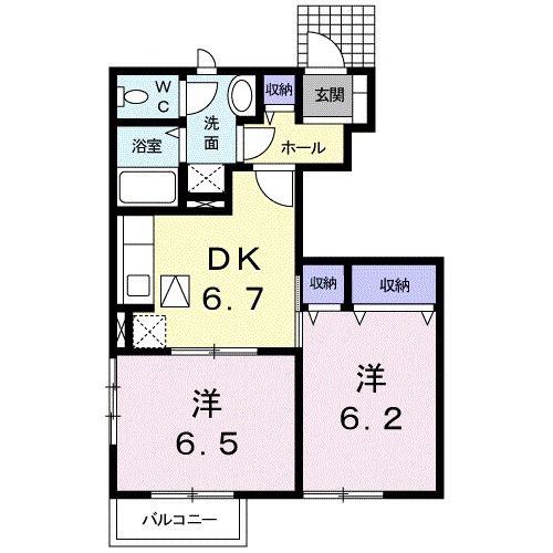 SHAMROCKIII(2DK/1階)の間取り写真