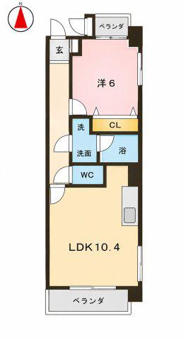 ルミナス城見(1LDK/4階)の間取り写真