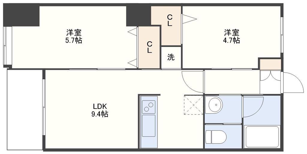AS PREMIUM 馬町(2LDK/4階)の間取り写真